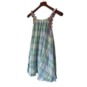 J Crew Crewcuts Girls Easter Plaid Trapeze Style Dress Ruffle Strap Sz 12